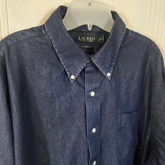 Ralph Lauren Men's Classic Fit Blue Button Down Shirt - Picture 7 of 8